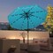 Costway 9.3 FT Solar Patio Umbrella Outdoor Market Sunshade with 24 LED Lights,Ruffles Beige/Brown/Red/Gray/Turquoise